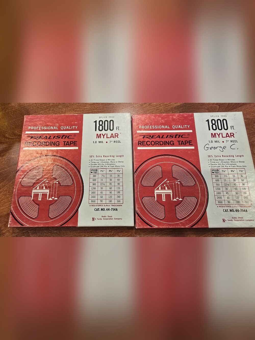 Realistic Recording Tape 1800 ft Mylar 1.0 mil 7" Reel Lot of 2 Used 1970s